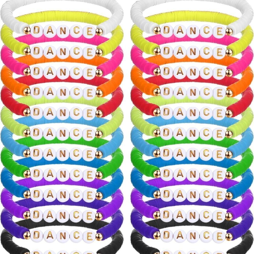 Dance Beaded Bracelets Soft Clay Polymer Bulk Pack for Dancer Party Favors
